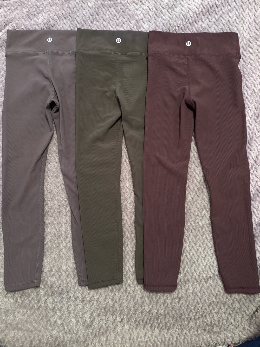EUC. Little Bipsy Ribbed Yoga Leggings Trio - Gray, Olive, Mauve. 4T-5T